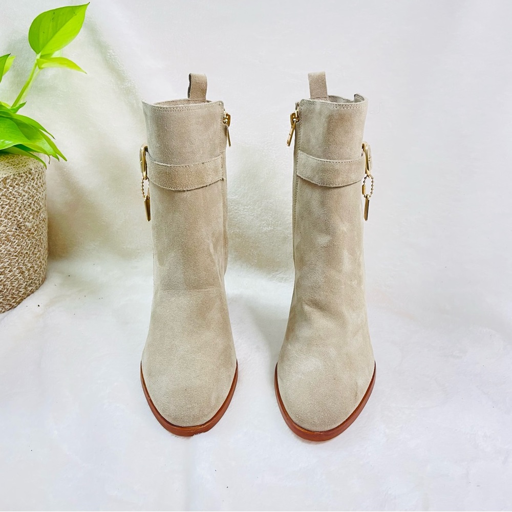 COACH BEIGE ‘OLIVIA’ LEATHER HEELED ANKLE BOOTS size 7.5  E 111‎ - Picture 10 of 16